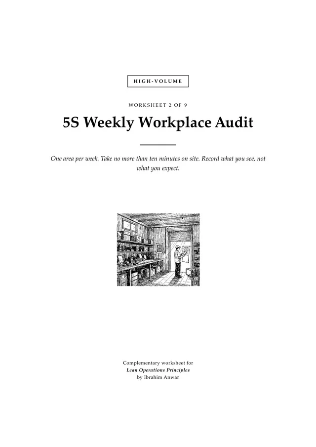 Cover, 5S Weekly Workplace Audit